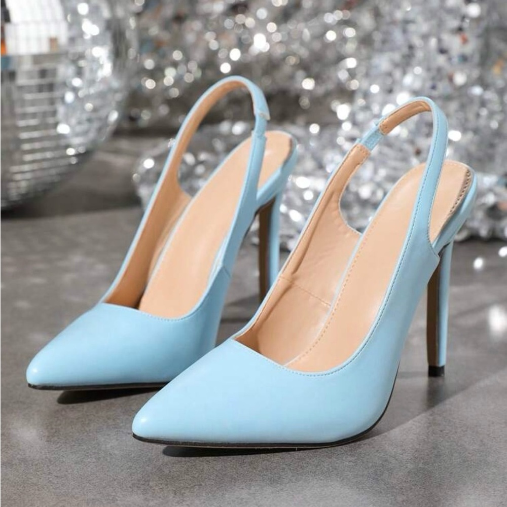 NEW 5” baby blue sling back heels